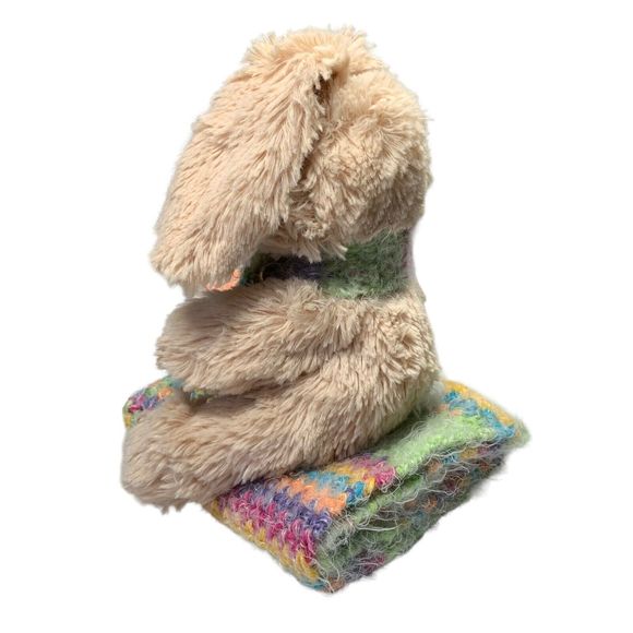 Baby Lovey Small Security Blanket Soft Multicolor Crochet Bunny Rabbit in Scarf - Picture 8 of 11